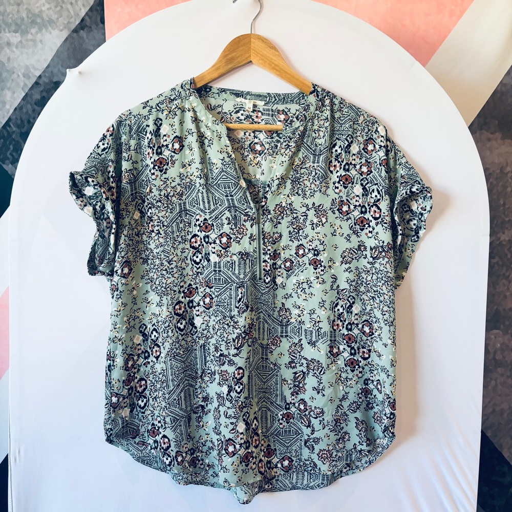 Maurices Mint Green Floral Blouse